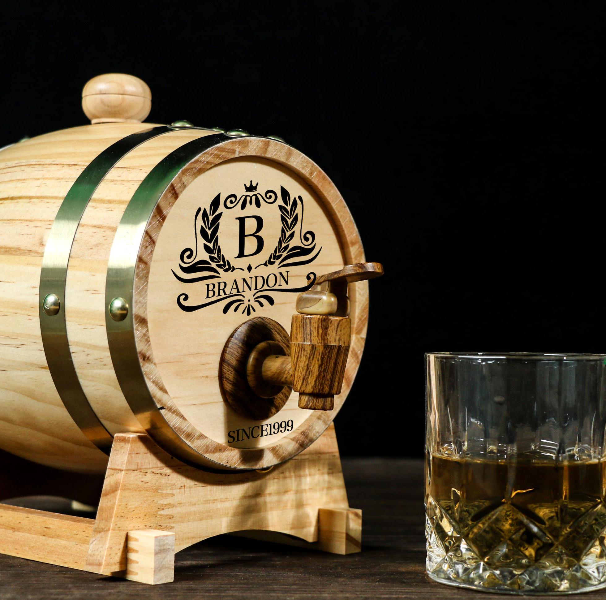 Artisan Charred Oak Whiskey Barrel Set Handmade Aging Barrel Kit with Custom Name Date Engraving Dad's Retirement Groomsmen Oak