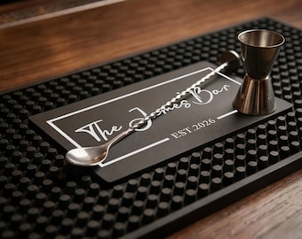 Personalized Bar Mat, Custom Bar Runner, Home Bar Accessories, Rubber Bartender Mat, Silicone Beer Mat,Man Cave Gift