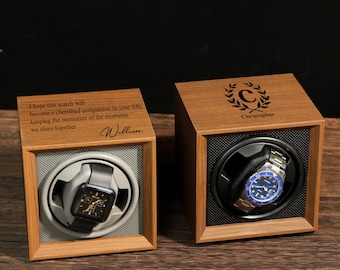 Custom Watch Winder with Name | Personalized Gift for Him | Watch Holder Watch Storage Gift | Wood Engraving Gift for Him | Retirement gift