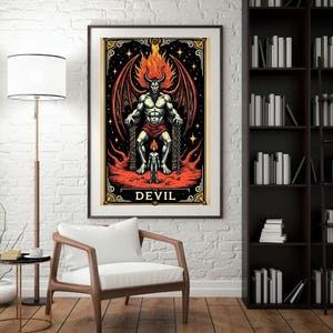 The Devil Tarot Card Art Print - Bold Modern Devil Illustration - Digital Download (11x14 & 2160x3856 Size)