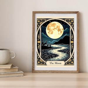 Der Mond Tarot Karte Kunstdruck-8x10 Digital Download |Mondgöttin, Mondenergie, druckbare Wandkunst | PNG, 2x Pixel Version enthalten