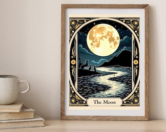 Moon Tarot Card Art Print | Mystical Moon Goddess (Digital Download)