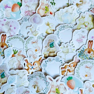 46pcs Cute Rabbit Stickers, Easter Bunny Vinyl Decals, Easter Gift , Stickers, Planner, Laptop, Phone Case