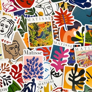 50 Matisse stickerspakket, abstracte vinylkunst, gestanste stickerset, waterdicht, esthetisch, planner plakboek, abstract, skateboard laptoptelefoon