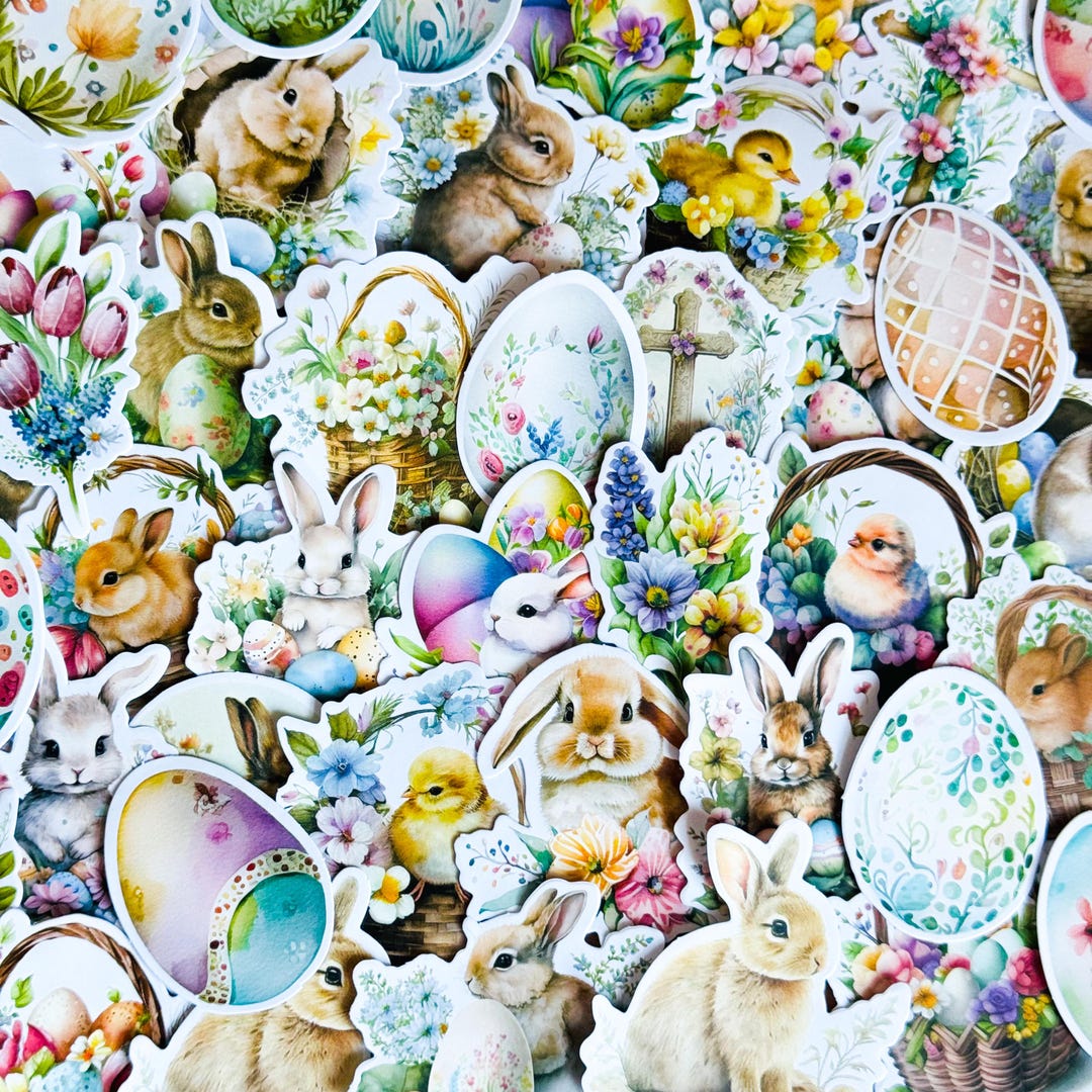 Oster Sticker 50pcs Easter Bunny Stickers Set, Cute Rabbit Designs, Cute Bunny ...