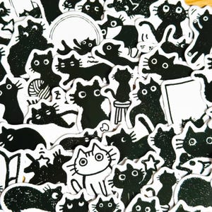 40 Stück schwarze Katze Aufkleber, Kawaii Vinyl Aufkleber, Scrapbooking, Journals, Gothic Ästhetik, Kindle Aufkleber, Planer, Laptop, Handyhülle