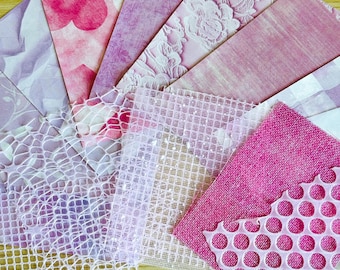 15 hojas de papel rosa vintage, papel texturizado rosa para álbumes de recortes, papel de scrapbooking shabby chic, papel para manualidades rosa vintage, papel efímero