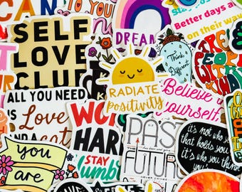 50pcs Inspirational Words Stickers, Vinyl Waterproof Stickers For Water Bottle, Car, Cup Phone case, Skateboard Luggage, Classroom Decor