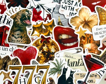 50枚入り ゴールデンラッキーガーリー美的ステッカー、Y2Kステッカー、レトロステッカー、コケット Pinterest Kindle、プランナー、ノートパソコン、電話ケース