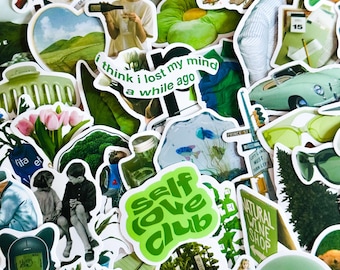 50 Green Stickers Pack, Self love, Green Aesthetic stickers, Craft Stickers for Journaling, Planners, Scrapbooking, Laptops, phone case