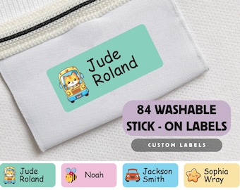 84 Etichette personalizzate lavabili per abiti, targhette adesive impermeabili con nome, etichette lavabili per uniformi scolastiche, etichette per abiti che non necessitano di stiratura