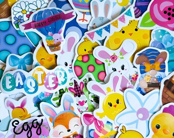 50pcs Easter Egg Stickers Set, Cute Easter Stickers, Waterproof, Reusable Paper, Scrapbooking, Journal, Sticker, Planner, Laptop, Phone Case
