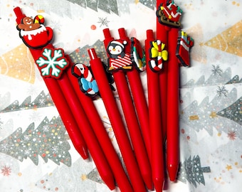 パーソナライズされたボールペン、クリスマスペン、カスタム名またはロゴ、黒インク、クリスマスギフト、先生へのプレゼント、同僚へのプレゼント、会社の景品