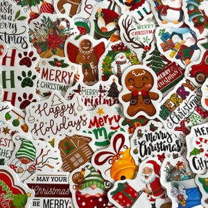 100 peças de adesivos de Papai Noel e árvore de Natal, Papai Noel, decalques de Feliz Natal para garrafas de água, laptops, telefones, presentes de Natal DIY