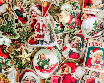 50pcs Vintage Christmas Stickers, Santa Claus, Merry Christmas Decals for Water Bottles, Laptops, Phones