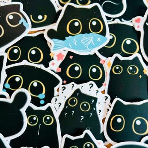40 pegatinas con forma de gatito negro, diseño de bola de carbón, resistentes al agua, para hacer tú mismo, para ordenador portátil, taza de agua, equipaje, regalo, funda de teléfono