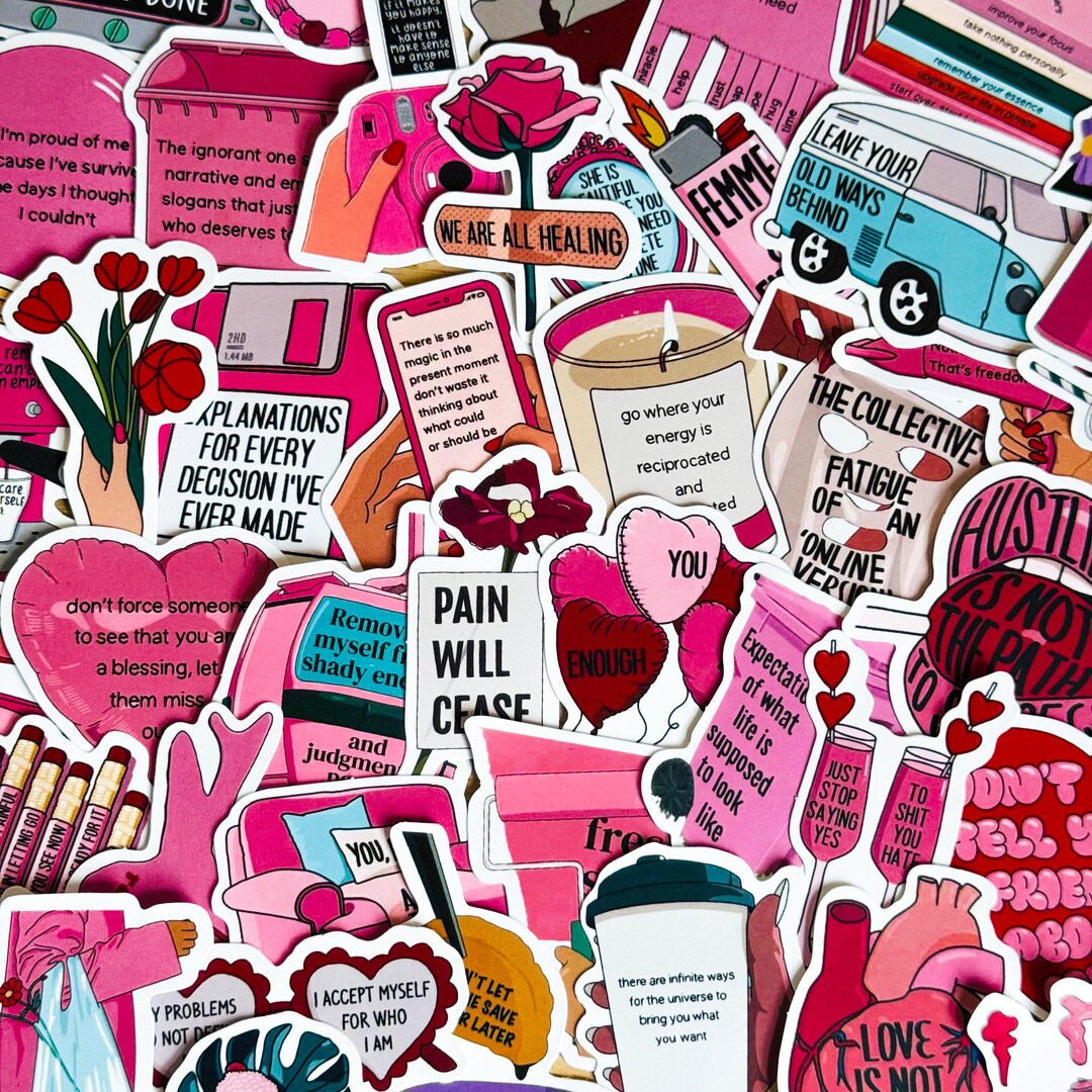 50 Pcs Pink Inspirational Quotes, Positive Affirmation Stickers Set ...