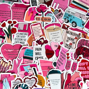 50 Stück rosa inspirierende Zitate, positive Affirmationsaufkleber-Set, Selbstliebe, wasserdichte Aufkleber Journale, Telefonhüllen, Laptops, Flaschen