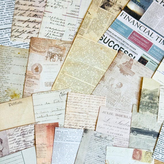 100 Pcs Vintage Scrapbook Paper, Ephemera, Junk Journals, Scrapbooking, Crafts, Vintage Book Pages, Morning Newspaper, Old paper