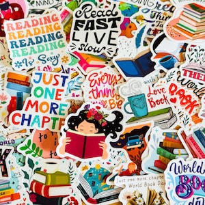 50 adesivi per la lettura di libri, confezione di adesivi per la lettura di libri, graffiti, adesivi in vinile impermeabili, adesivi per custodie per telefoni, cover, laptop
