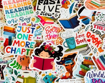 50pcs Books Reading Stickers, Read Book Sticker Pack, Graffiti, Waterproof Vinyl Stickers, Stickers for Phone Case, covers, laptop