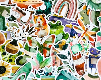 50枚のボヘミアン美的ステッカー、手描きステッカー、スクラップブッキング、ジャーナリング、ボヘミアンステッカー、DIY、ギフト、ノートブック用ステッカー。