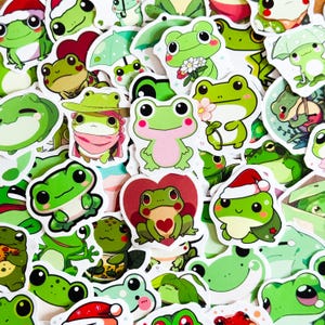 100 Cute Frog stickers, Cartoon Little Jumping Frog, Waterproof Stickers, Aesthetic Green Stickers Pack, VSCO Green Stickers, phone case