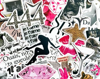 シルバーダウンタウンガーリー美的ステッカー50枚、Y2Kステッカー、444、ラッキー、レトロ、コケットPinterest Kindle、プランナー、ラップトップ、電話ケース