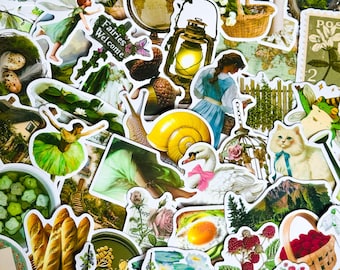 50pcs Aesthetic Green Stickers, Green Sticker Pack, Green Stickers, Waterproof Sticker Bundle, Die Cut Stickers, VSCO Green Stickers