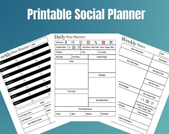 Social Media Planer, druckbarer Social Media Planer, tägliches Social Media Planer, druckbares Notizbuch, Inhaltsplaner, Social Content Plan