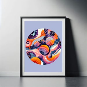 Colorful Space, Universe, Modern Eclectic Space Art, Galaxy Stars Art, Abstract Planets, Digital Art Print, Cartoon Poster, Home Printables