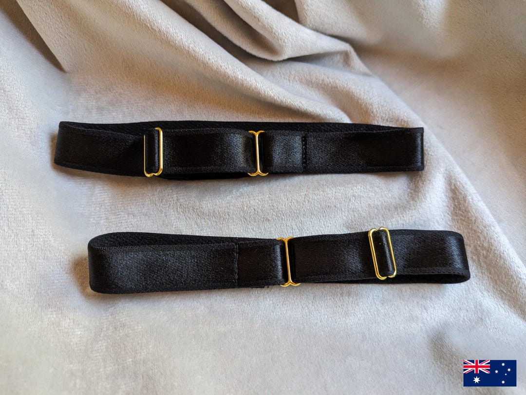 Leg Garters Black and Gold Satin Elastic and Metal Made in Australia - Etsy