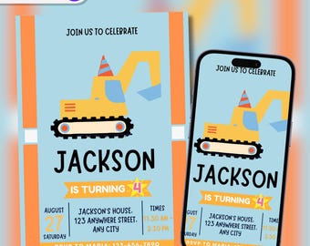 Blue and Orange Editable Birthday Invitation | Glasses Bowtie Suspenders Invite | Textable Mobile Printable Template 5x7 | INSTANT DOWNLOAD