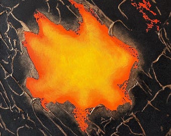 Textured Abstract Acrylic Painting, Iridescent Copper Highlights, Ready to Hang