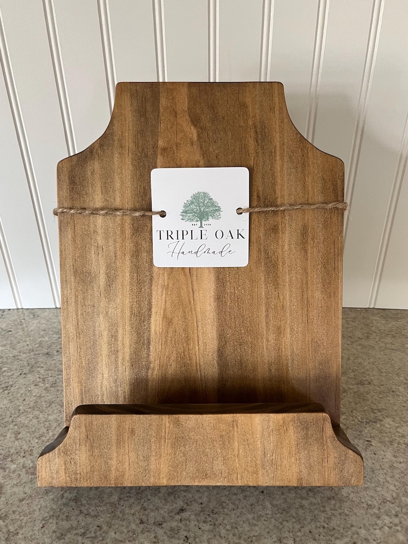 Handmade Wooden Cookbook Stand | Recipe Tablet Holder, Kitchen Decor image 10
