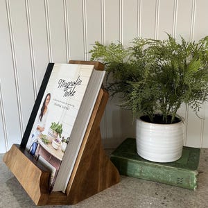 Handmade Wooden Cookbook Stand | Recipe Tablet Holder, Kitchen Decor image 5