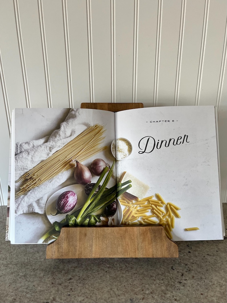 Handmade Wooden Cookbook Stand | Recipe Tablet Holder, Kitchen Decor image 4