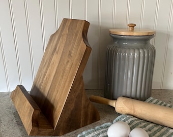 Handmade Wooden Cookbook Stand | Recipe Tablet Holder, Kitchen Decor