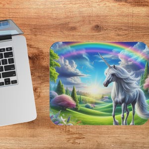 Magical Unicorn Rainbow Mouse Pad, Fantasy Decor, Office Accessories, Gift for Unicorn Lovers, Gaming Setup, Rainbow Office Supplies