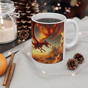 Fantasy Dragon Ceramic Mug, Perfect Gift for Dragon Lovers, Coffee Lovers, Fantasy Enthusiasts, Unique Home Decor, Fantasy Themed Gifts