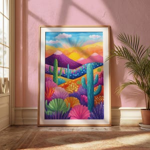 Trendy Mexican Art Landscape Digital Print Painting, Wall Art Listing ...