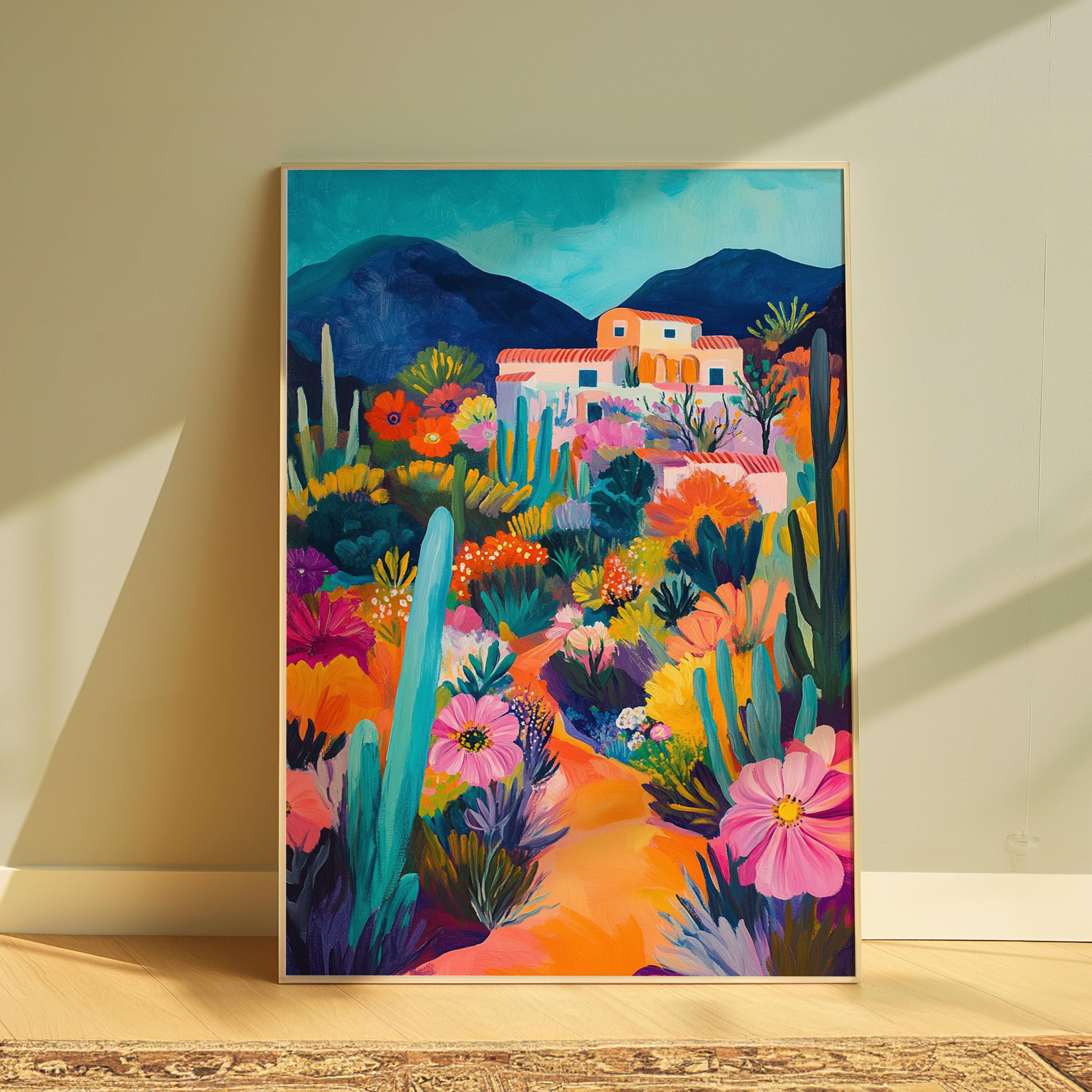 Trendy Mexican Art Landscape Digital Print Painting, Wall Art Listing ...