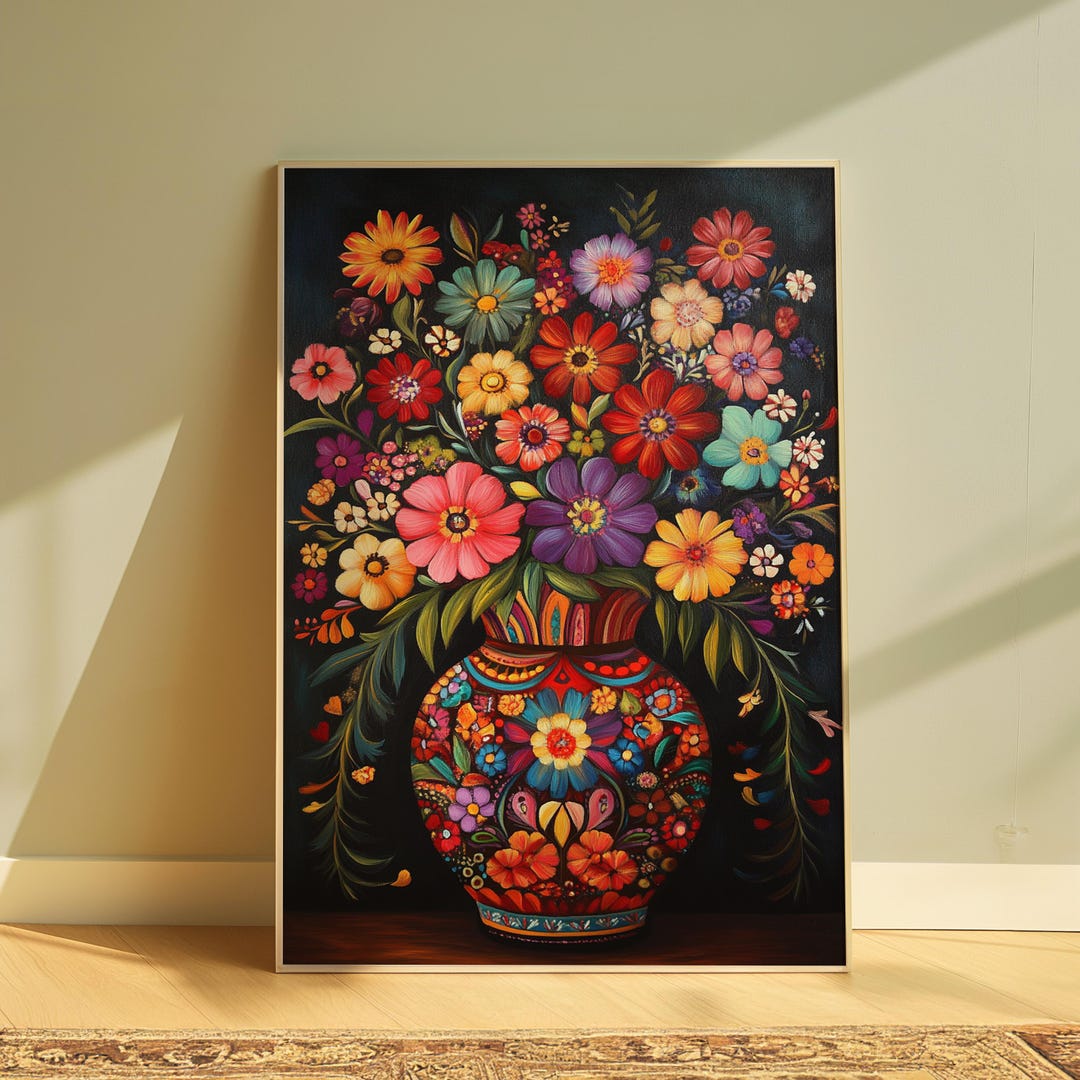 Trendy Floral Mexican Digital Wall Art Print, Decor Gift for Her ...