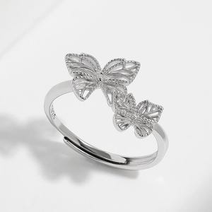 Elegant fjärilsring i 925 sterlingsilver med minimalistisk konstdesign, vintage boho-armband, justerbart retro filigransmycke för henne