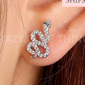 Snake Screw Back Earrings, S925 Silver Safety Ball Back Comfort Sleep Nap Water Safe Mens Womens Unisex Dainty Minimalist Studs Gift Her Man