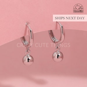 Mini Kugel Creolen, 925 Silber zierlich einfach Globe Kugel Charm Anhänger hypoallergen Minimalist Unisex Creolen Geschenk für jeden Tag