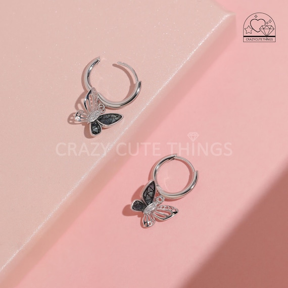 Orecchini in argento Sterling 925 a forma di farfalla, con perla