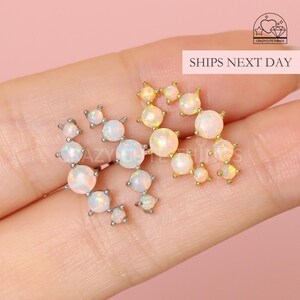Opal Screw Back Earring, Unique Cute Safety Ball Back Sterling Silver Hypoallergenic Comfort Sleep-On Dainty Minimalist Stud Birthstone Gift