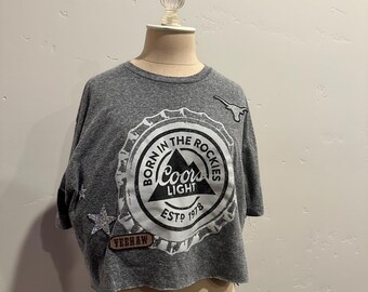 upcycled, upgraded, patched Coors shirt