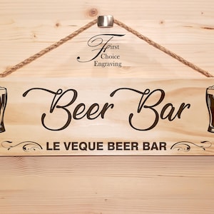 Enseigne de bar à bière | Enseigne en bois personnalisée bière | Cadeau gravé | Enseigne rustique | Maison neuve | Signes de maison | Cadeau pour agent immobilier | Cadeau de mariage | Heure de la bière